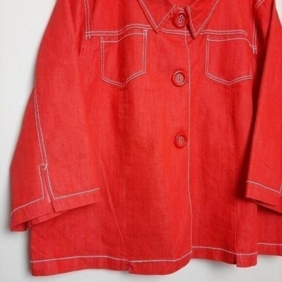 PENNINGTONS / Red Light Coat Shacket 3/4 Sleeve PLUS Sz 26 - Picture 4 of 7